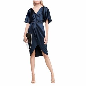 NWT ExpressTextured Satin Kimono Sleeve Midi Dress